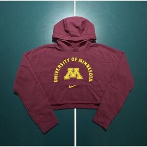 Nike University Of Minnesota Hoodie Sweatshirt Medium Cropped Center‎ Swoosh
